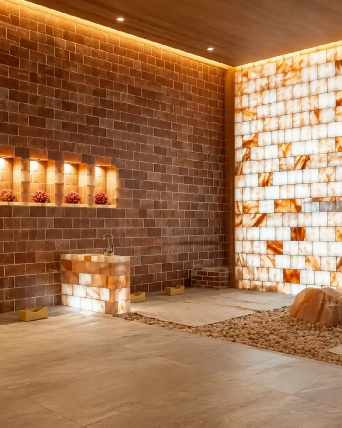 Himalayan salt room and Korean dry sauna at Crystal Spa
